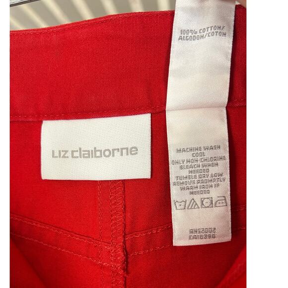 Liz Claiborne Women's Size 6 Red Knee Length Button Pocket Skirt #0385 - Picture 5 of 11